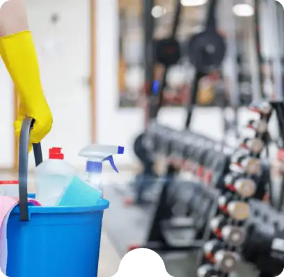 person carrying cleaning materials